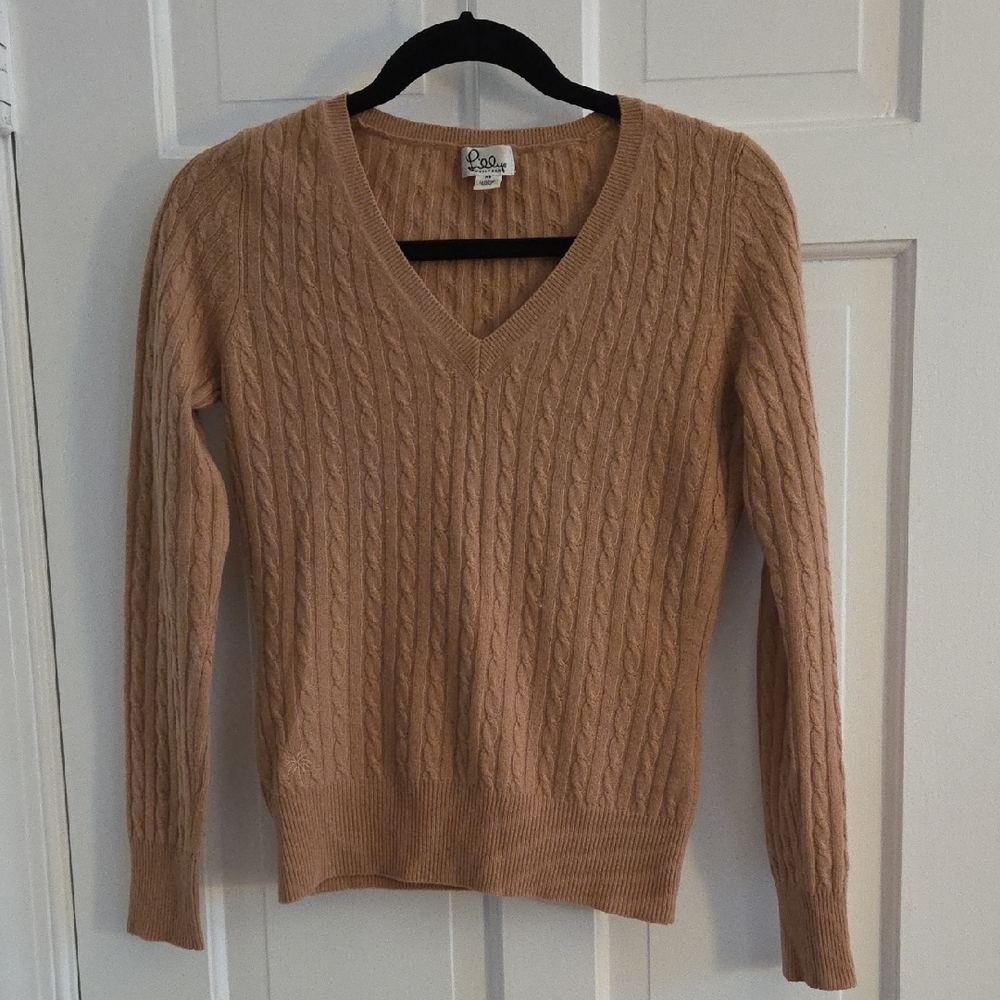 Lilly Pulitzer Cashmere Cable Knit Sweater - Tan